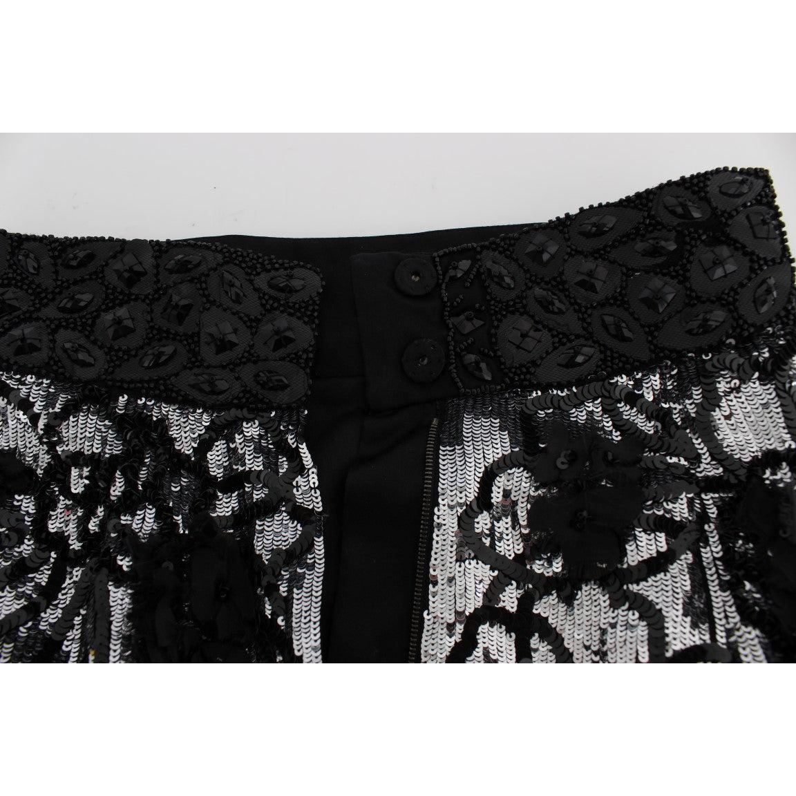Dolce &amp; Gabbana Sequined High Waist Designer Mini Shorts