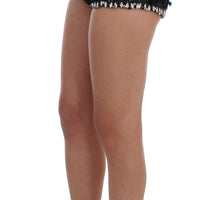 Dolce & Gabbana Crystal Sequined Silk High Waist Shorts