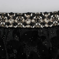 Dolce & Gabbana Crystal Sequined Silk High Waist Shorts