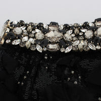 Dolce & Gabbana Crystal Sequined Silk High Waist Shorts