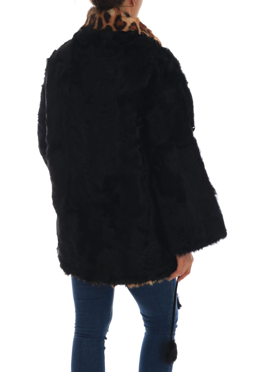 Dolce & Gabbana Elegant Black Lamb Fur Short Coat