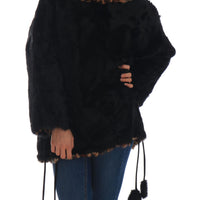 Dolce & Gabbana Elegant Black Lamb Fur Short Coat