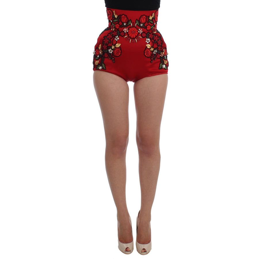 Dolce & Gabbana Elegant Silk High Waist Embroidered Shorts