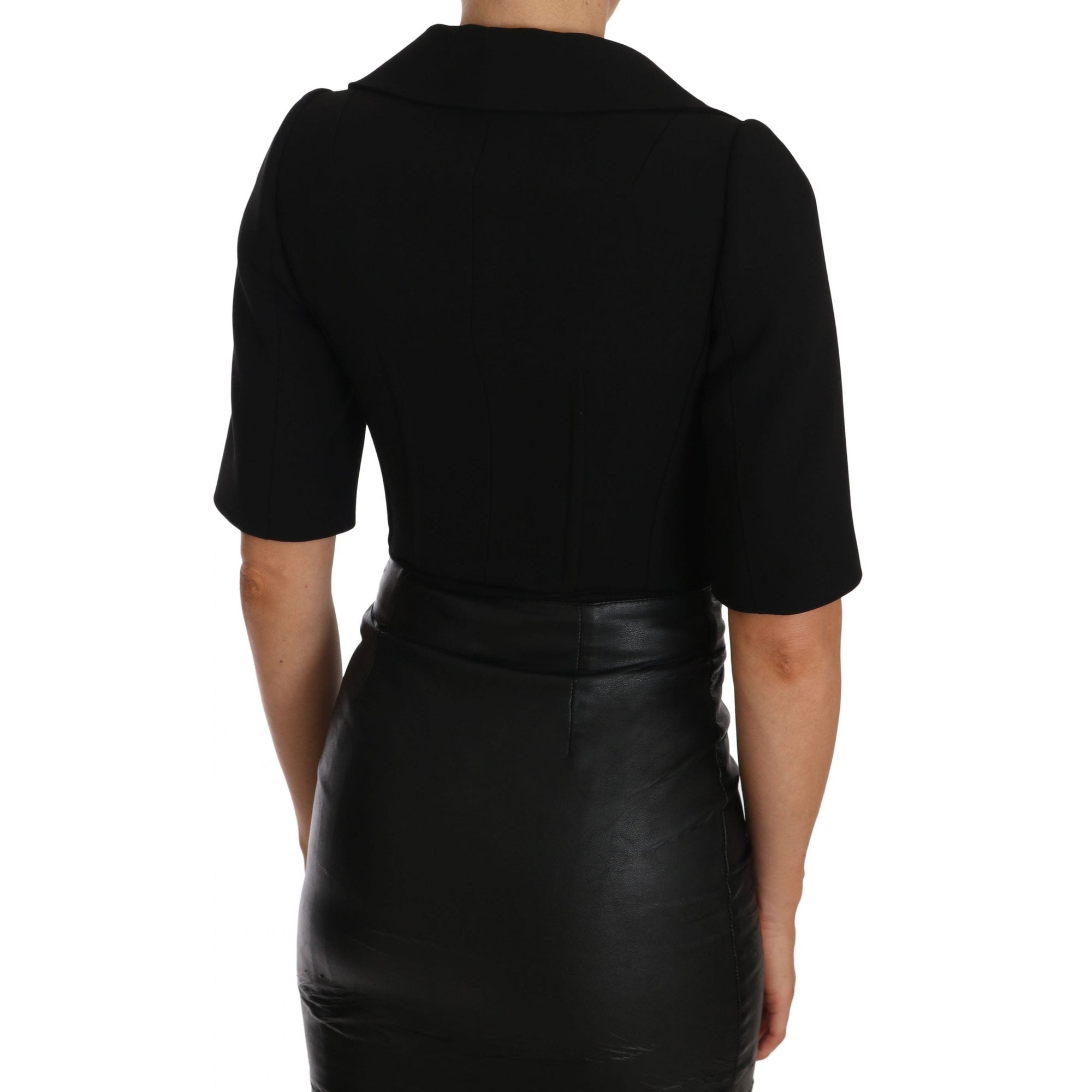 Dolce &amp; Gabbana Elegant Black Cropped Wool Blazer