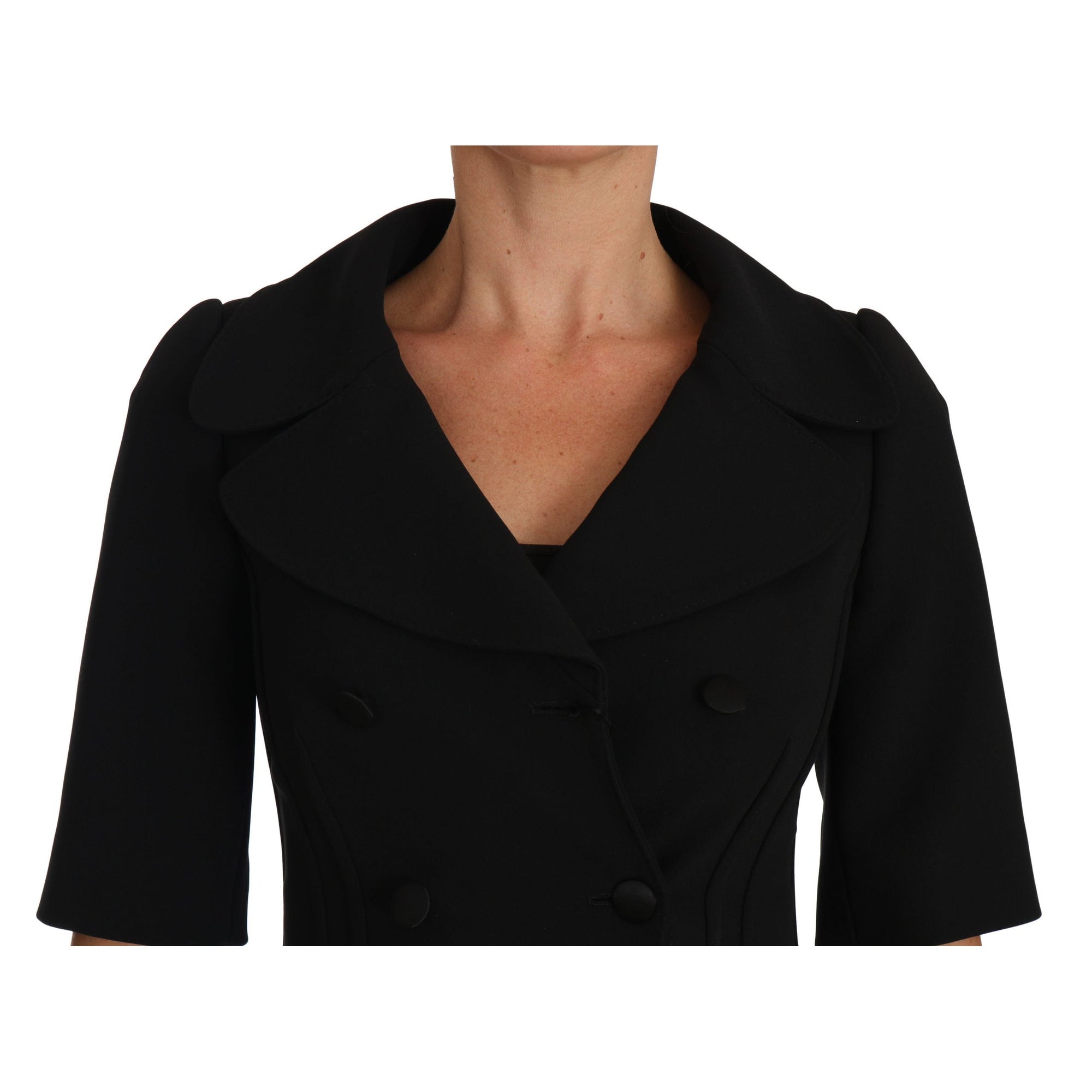 Dolce &amp; Gabbana Elegant Black Cropped Wool Blazer