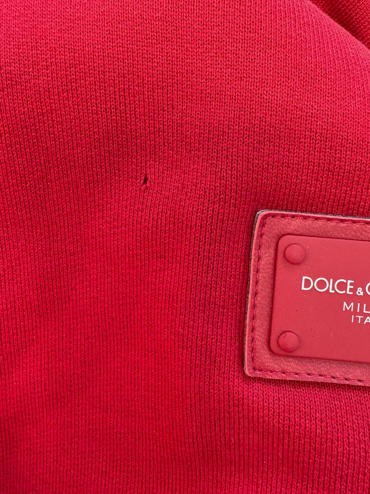 Dolce &amp; Gabbana Red Cotton Logo Hooded Sweatshirt Sweater