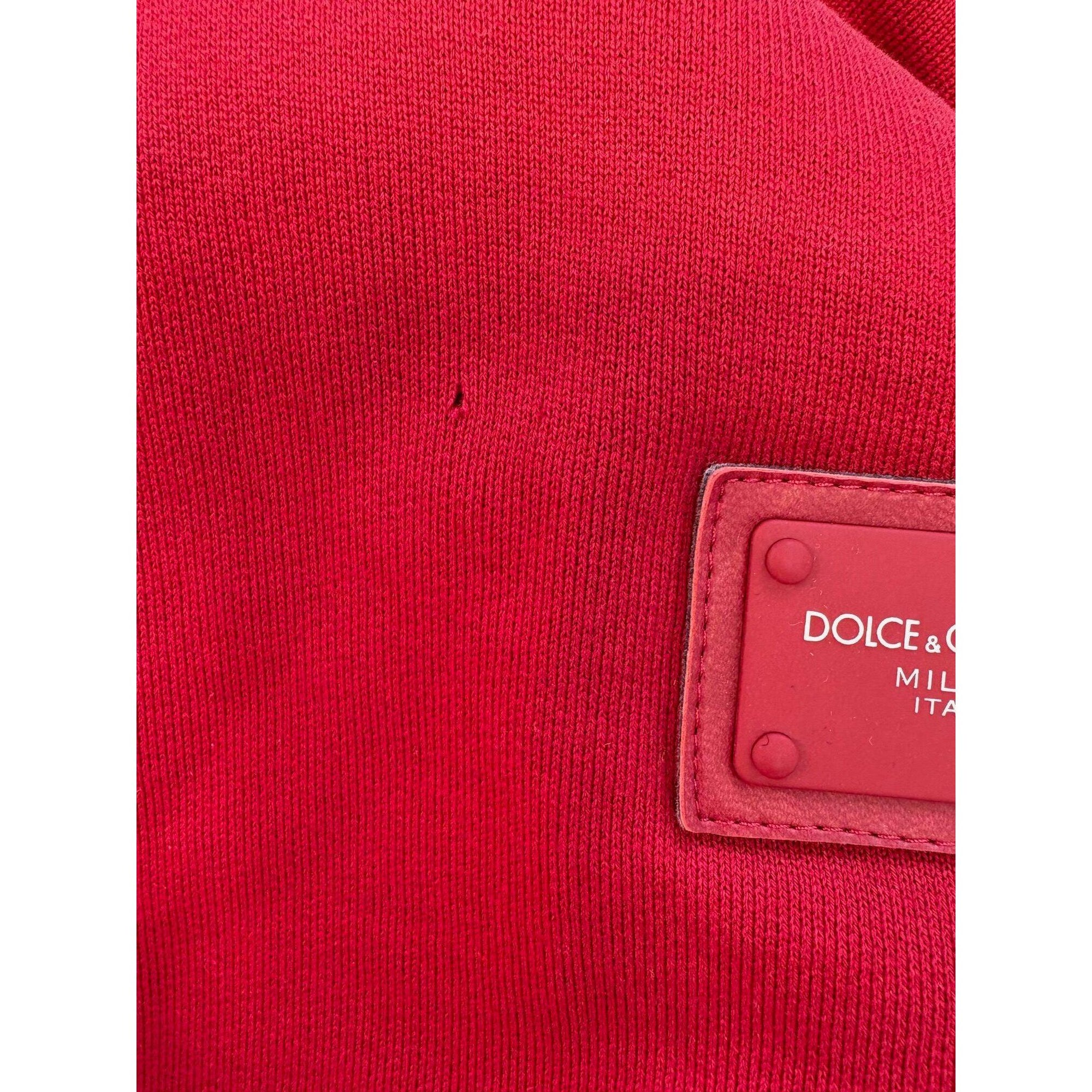 Dolce &amp; Gabbana Red Cotton Logo Hooded Sweatshirt Sweater