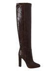 Dolce & Gabbana Brown Exotic Leather Heels High Boots Shoes