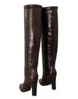 Dolce & Gabbana Brown Exotic Leather Heels High Boots Shoes