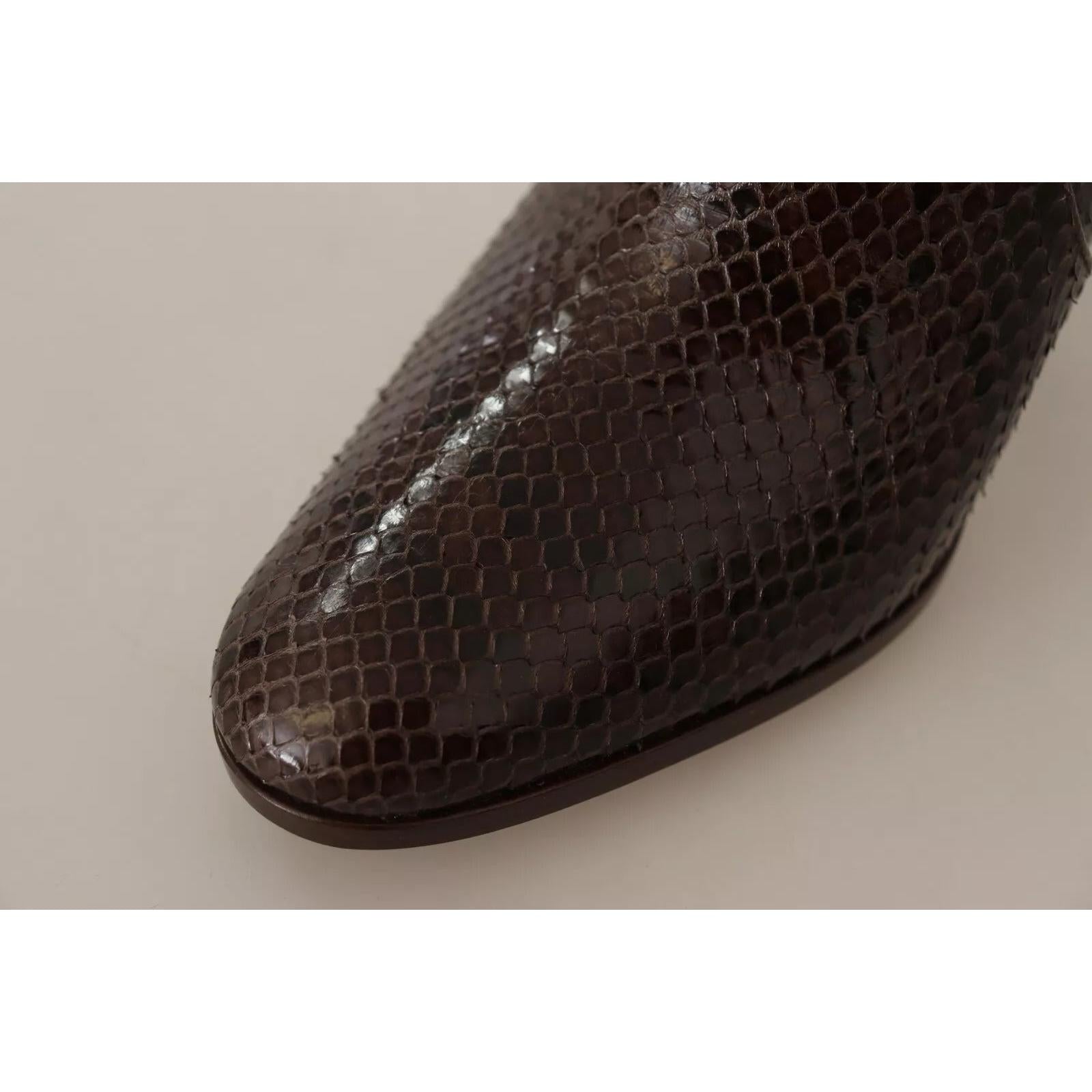 Dolce &amp; Gabbana Brown Exotic Leather Heels High Boots Shoes