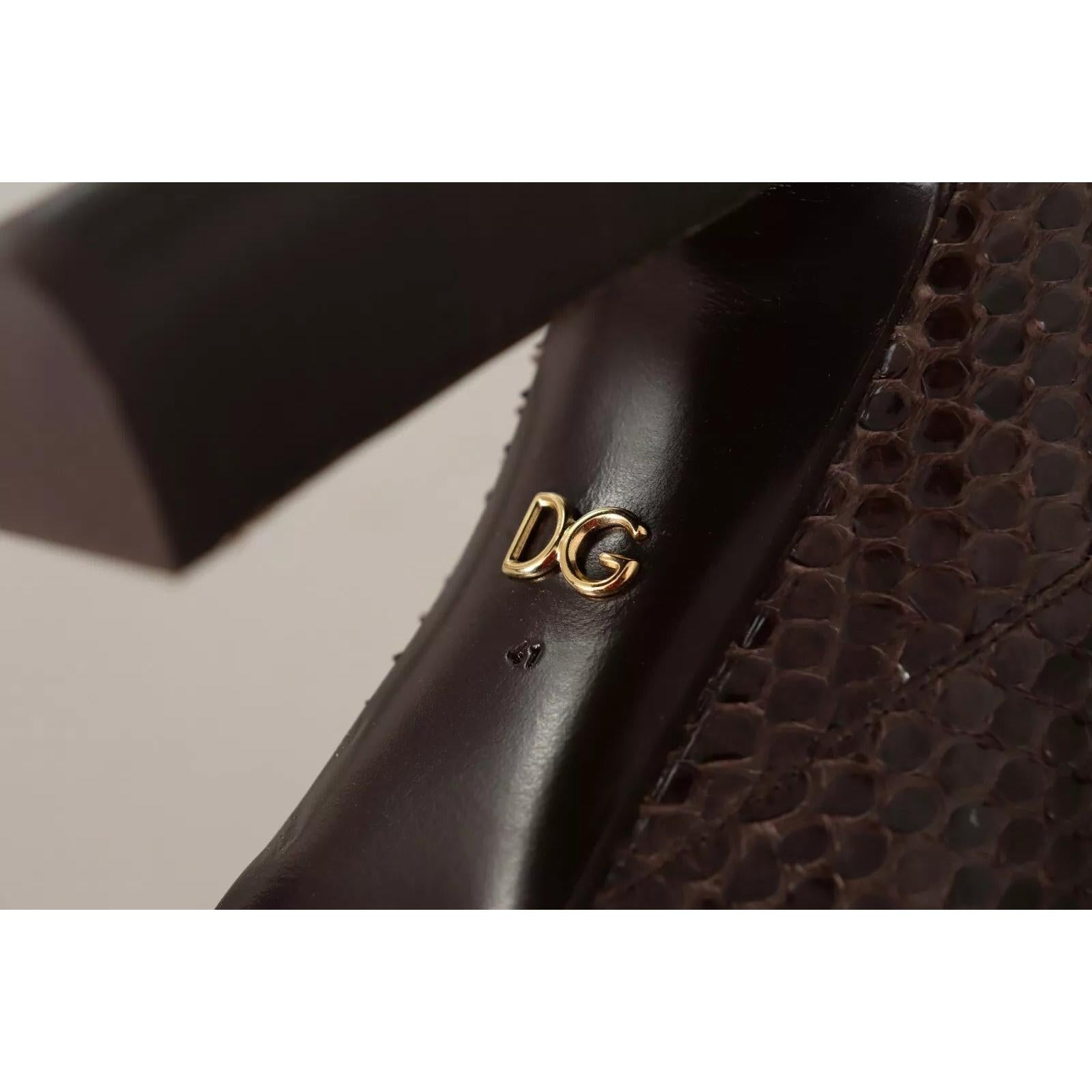 Dolce &amp; Gabbana Brown Exotic Leather Heels High Boots Shoes