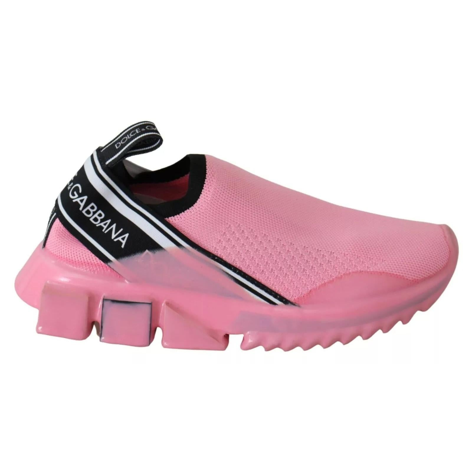 Dolce &amp; Gabbana Pink Low Top Sorrento Sneakers Slip On Casual Shoes