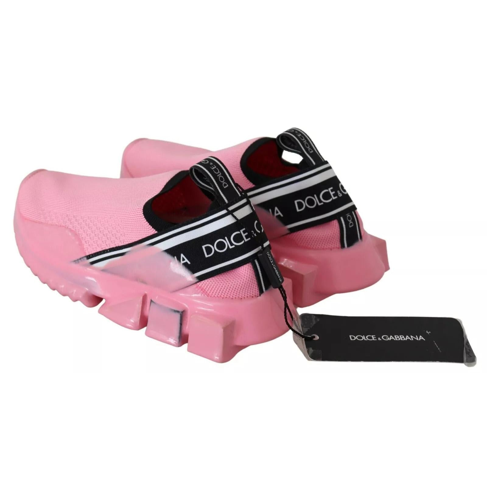 Dolce &amp; Gabbana Pink Low Top Sorrento Sneakers Slip On Casual Shoes