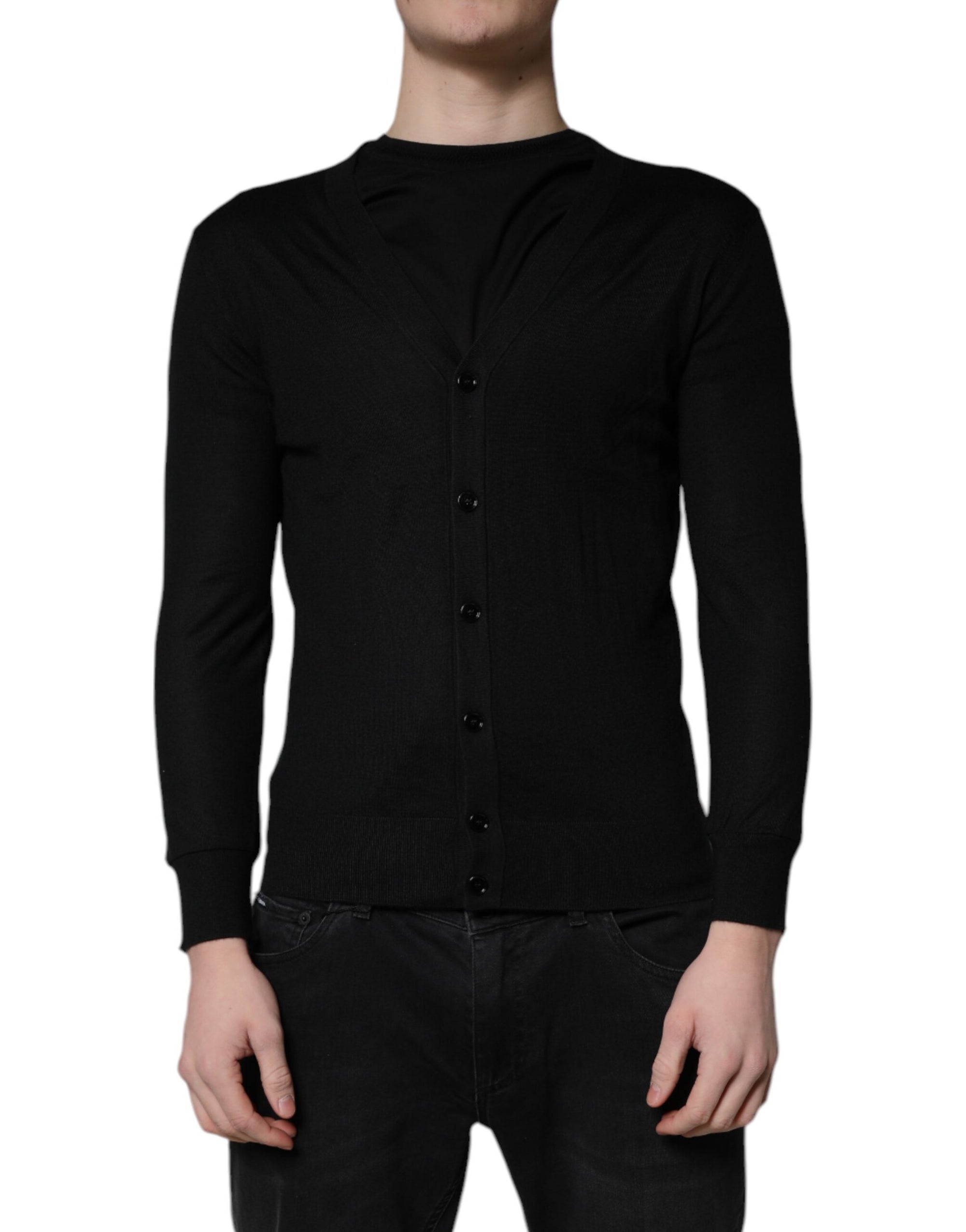 Dolce &amp; Gabbana Black Cashmere Button Down Cardigan Sweater