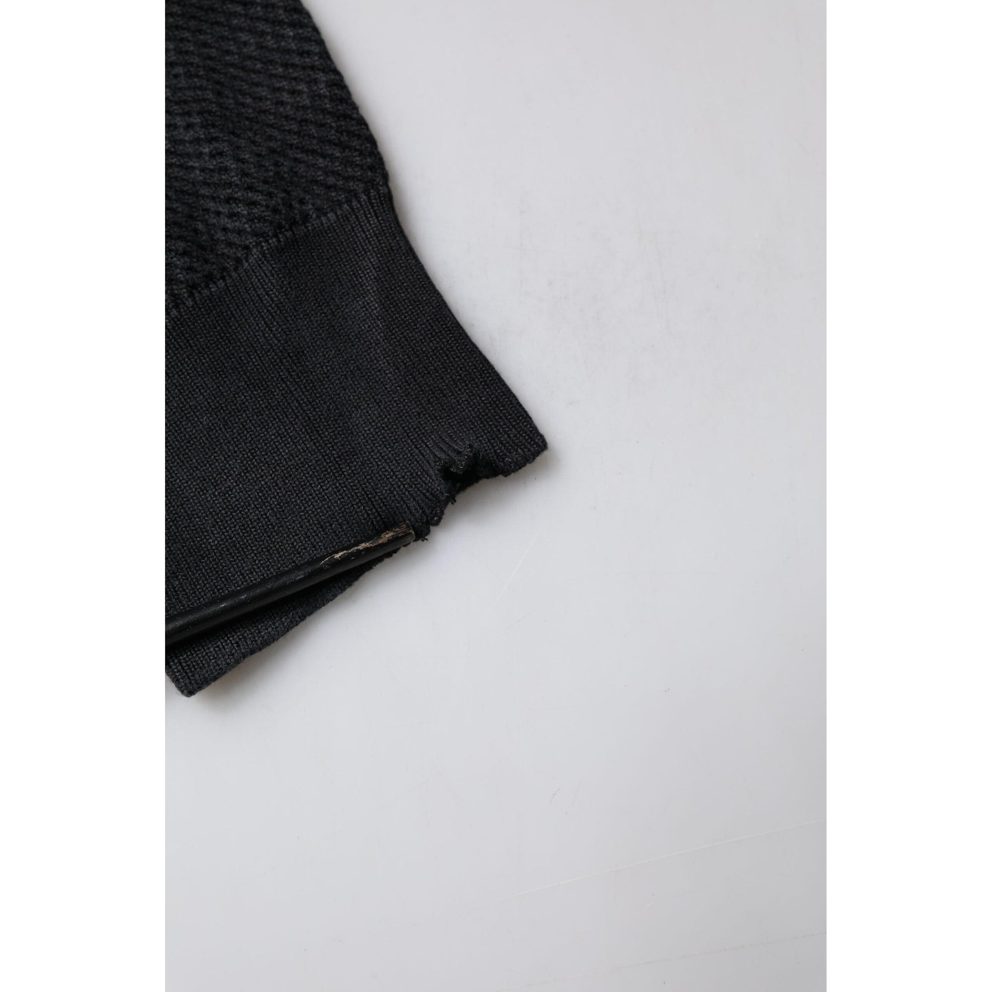 Dolce &amp; Gabbana Black Heraldic Silk Buttoned Pullover Sweater
