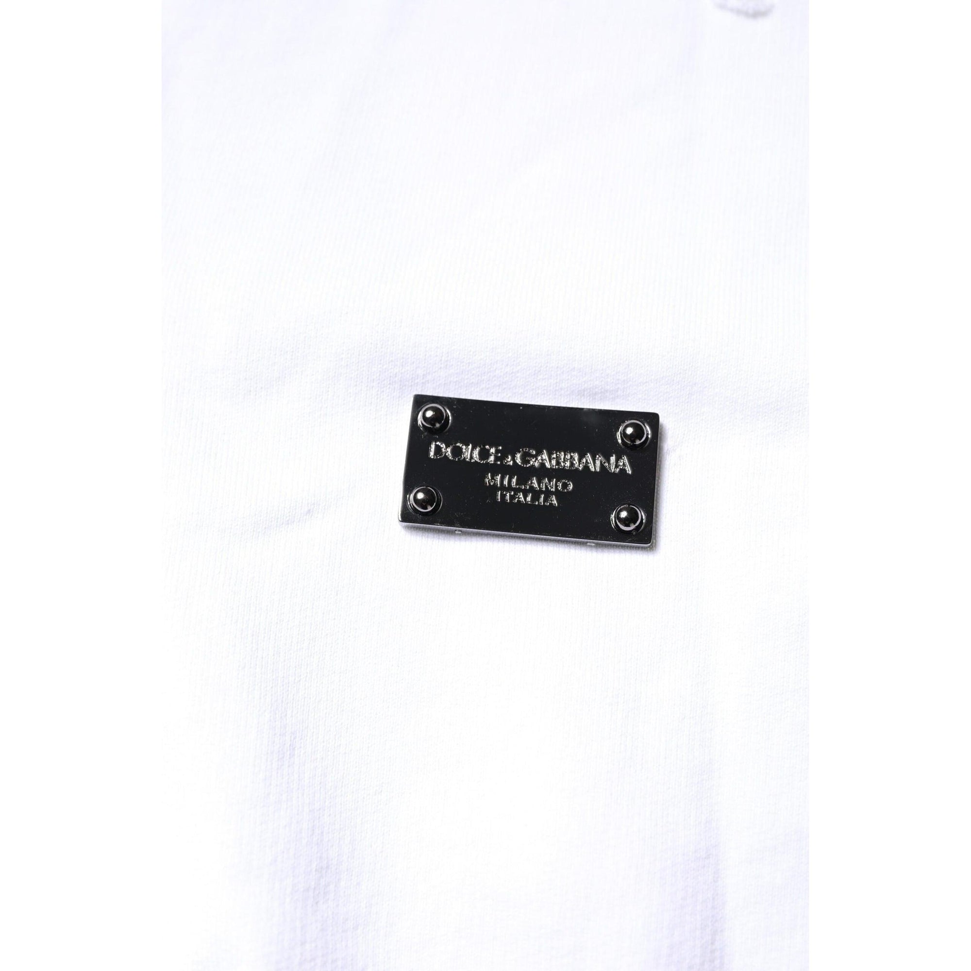 Dolce &amp; Gabbana White Cotton Men Pullover Sweatshirt Sweater