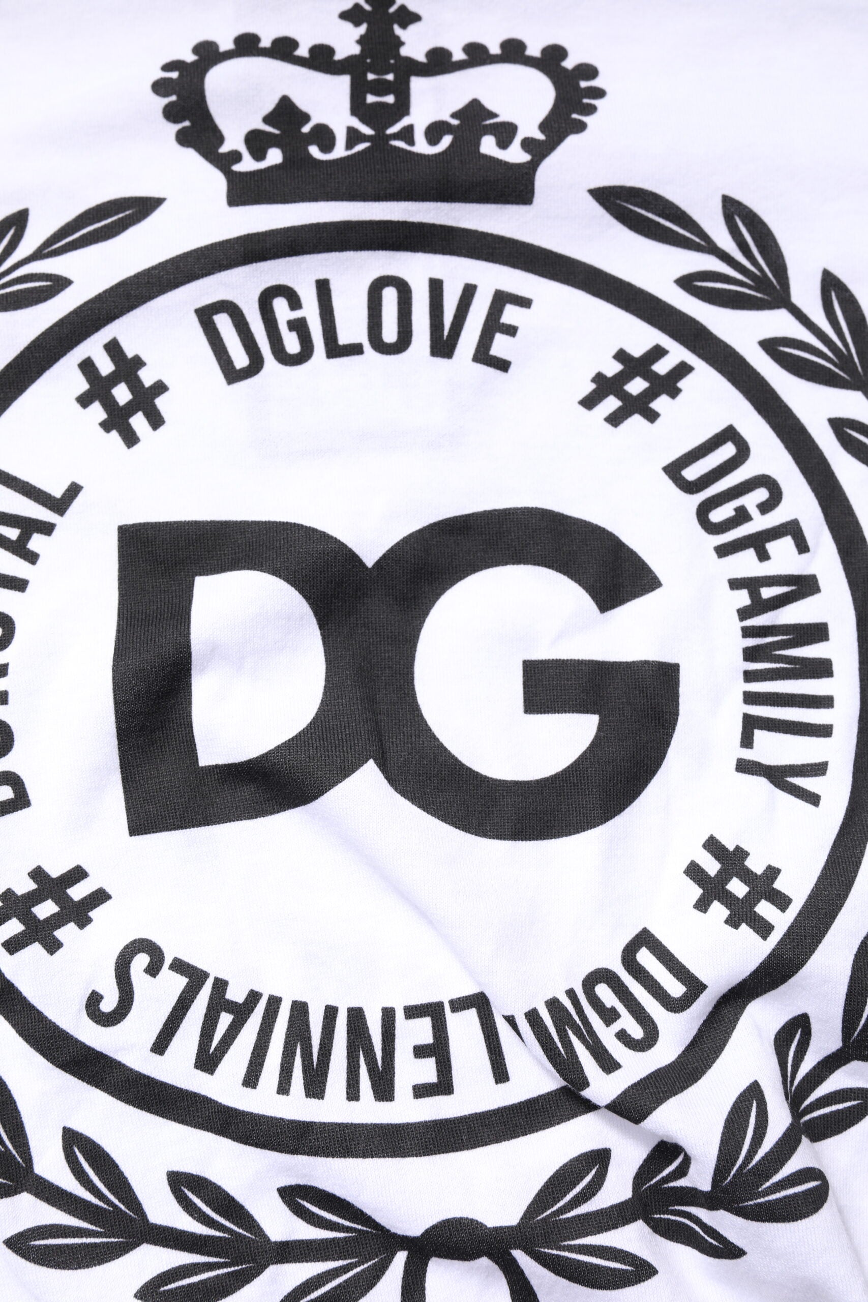 Dolce &amp; Gabbana White Graphic Print Cotton Crew Neck T-shirt