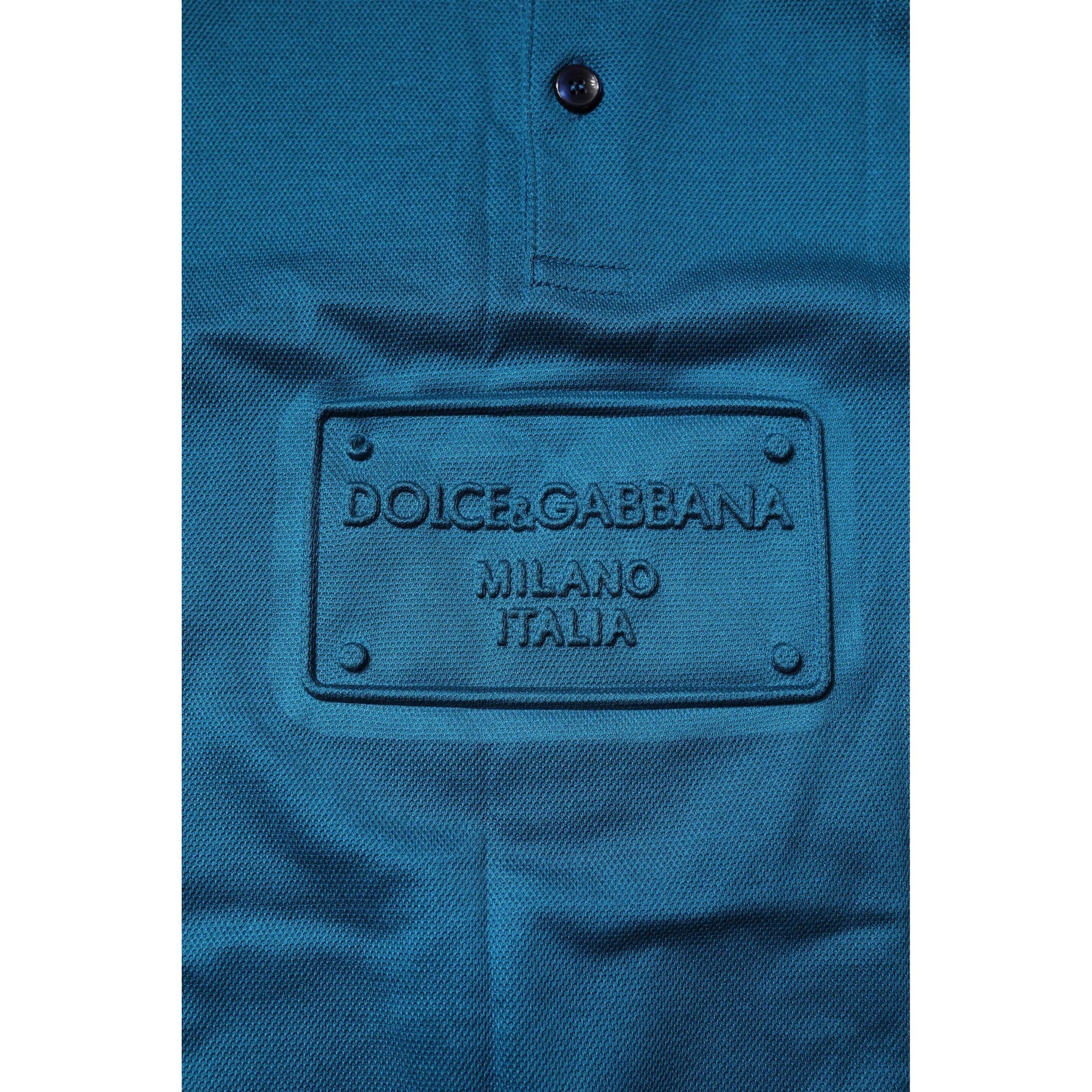Dolce &amp; Gabbana Blue Logo Cotton Men Polo Shirt T-shirt
