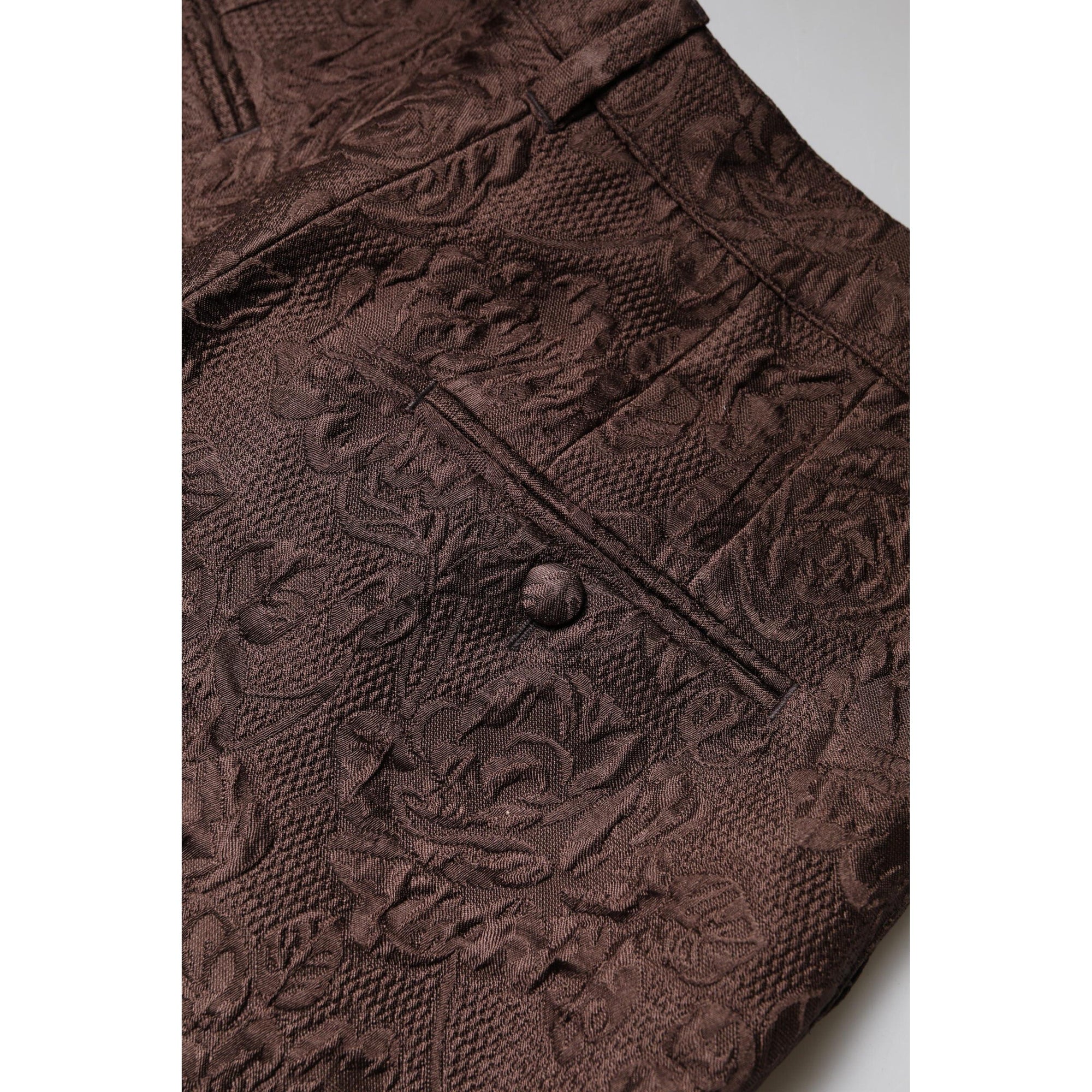 Dolce &amp; Gabbana Brown Floral Brocade Mid Waist Mini Short