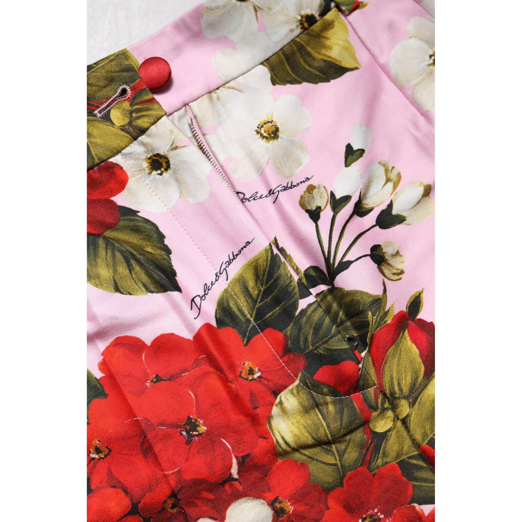 Dolce &amp; Gabbana Pink Floral Print High Waist Hotpants Short