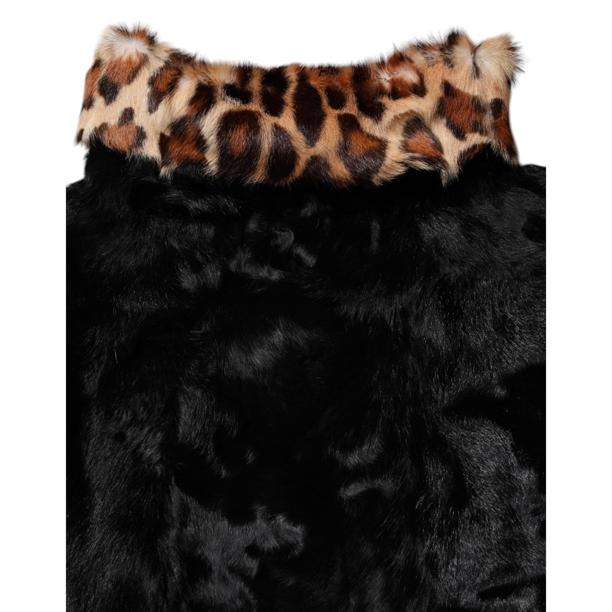 Dolce &amp; Gabbana Black Lamb Fur Short Women Coat Jacket