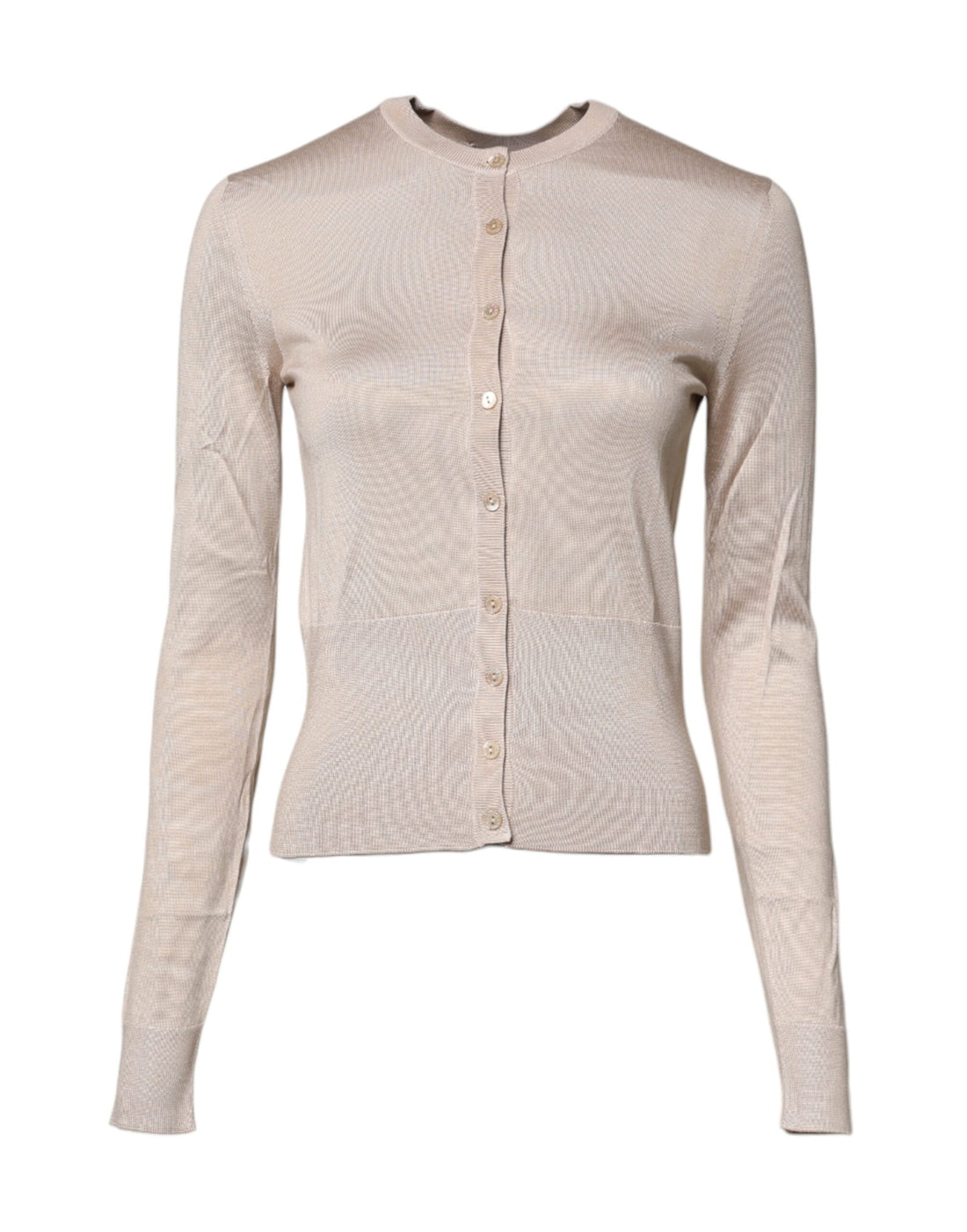 Dolce & Gabbana Beige Silk Button Down Cardigan Sweater