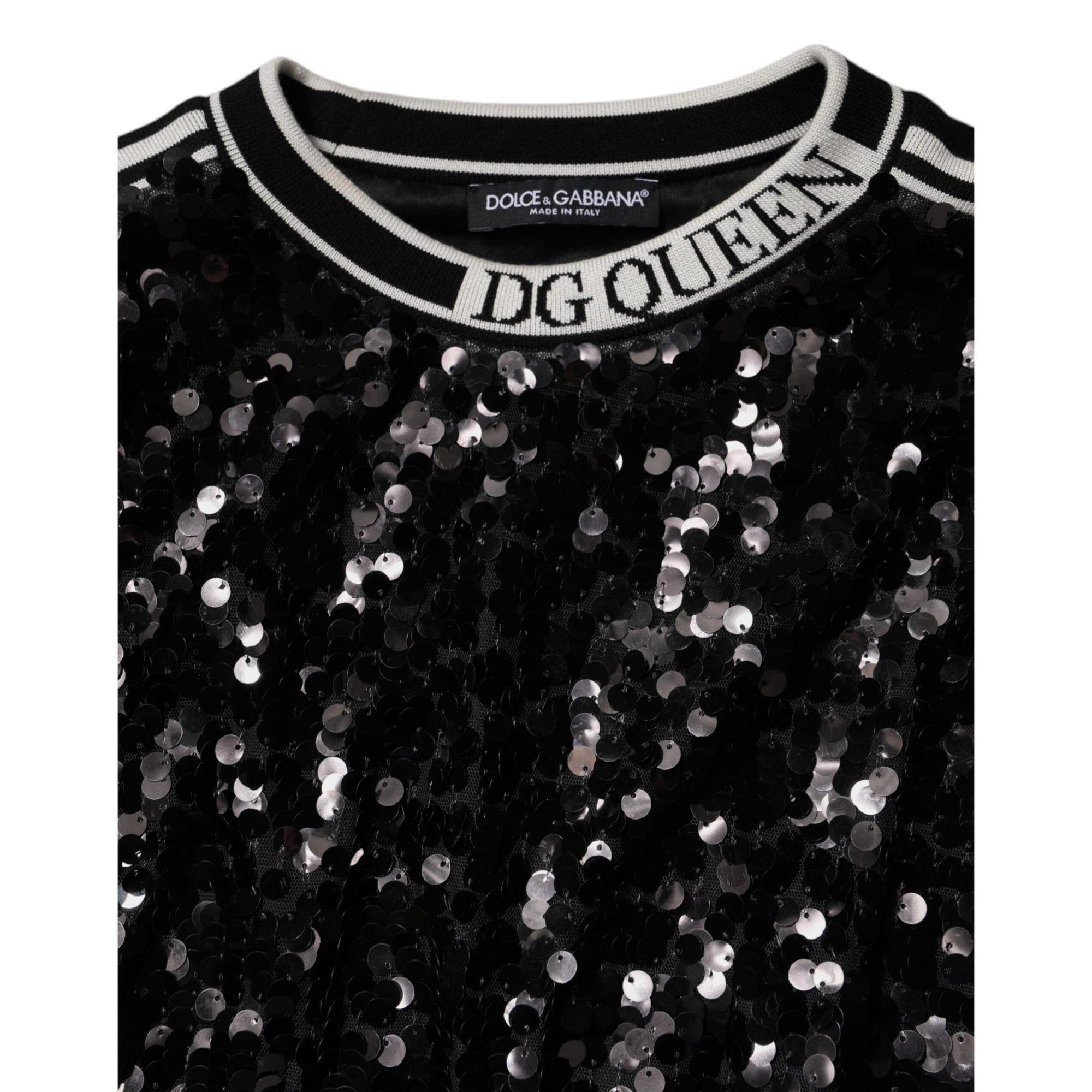 Dolce &amp; Gabbana Black DG Queen Sequin Pullover Sweater