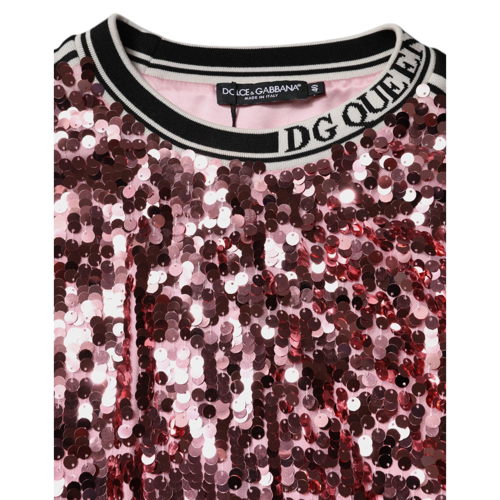 Dolce &amp; Gabbana Pink DG Queen Sequin Pullover Sweater