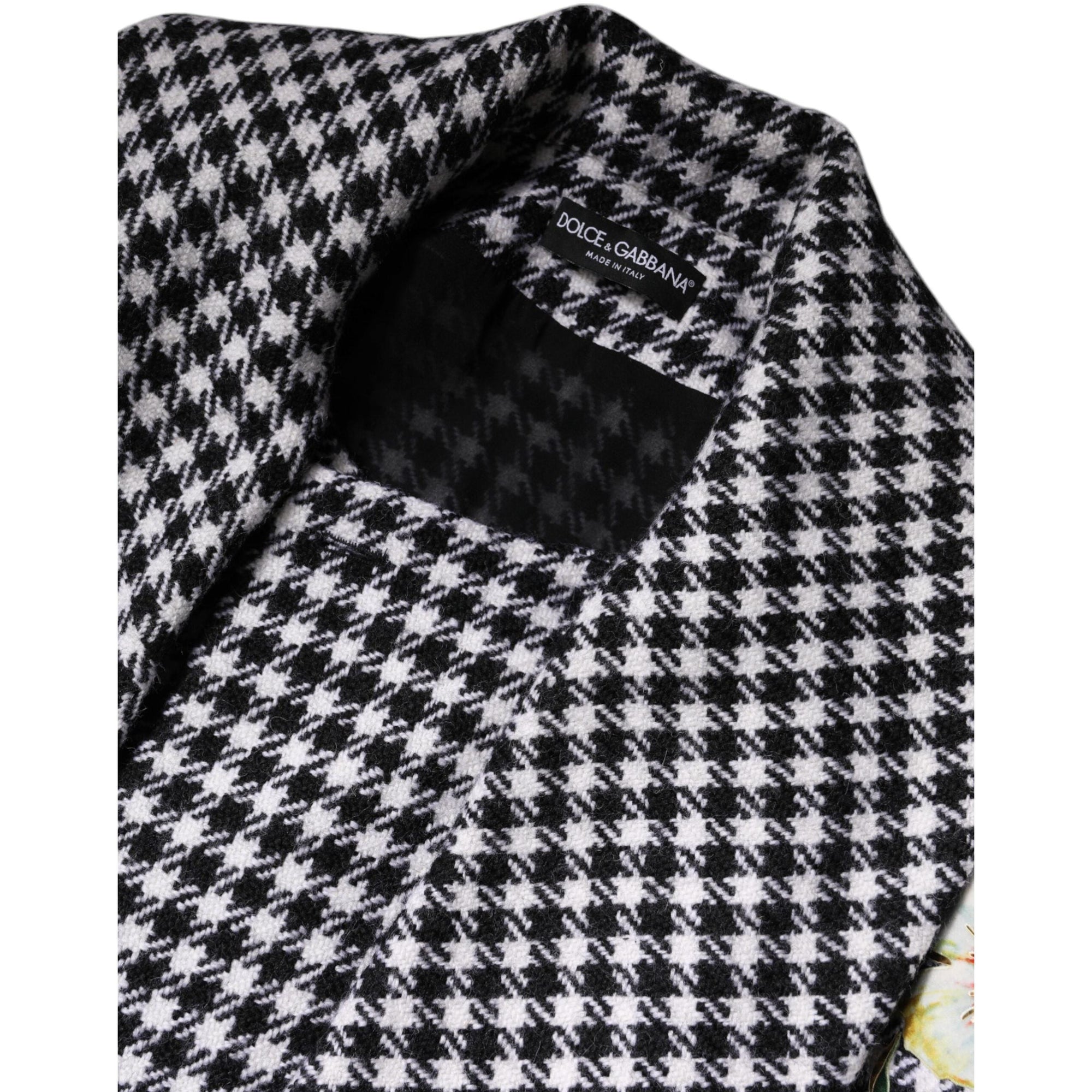 Dolce &amp; Gabbana Black White Monochrome Patterned Floral Cape Jacket