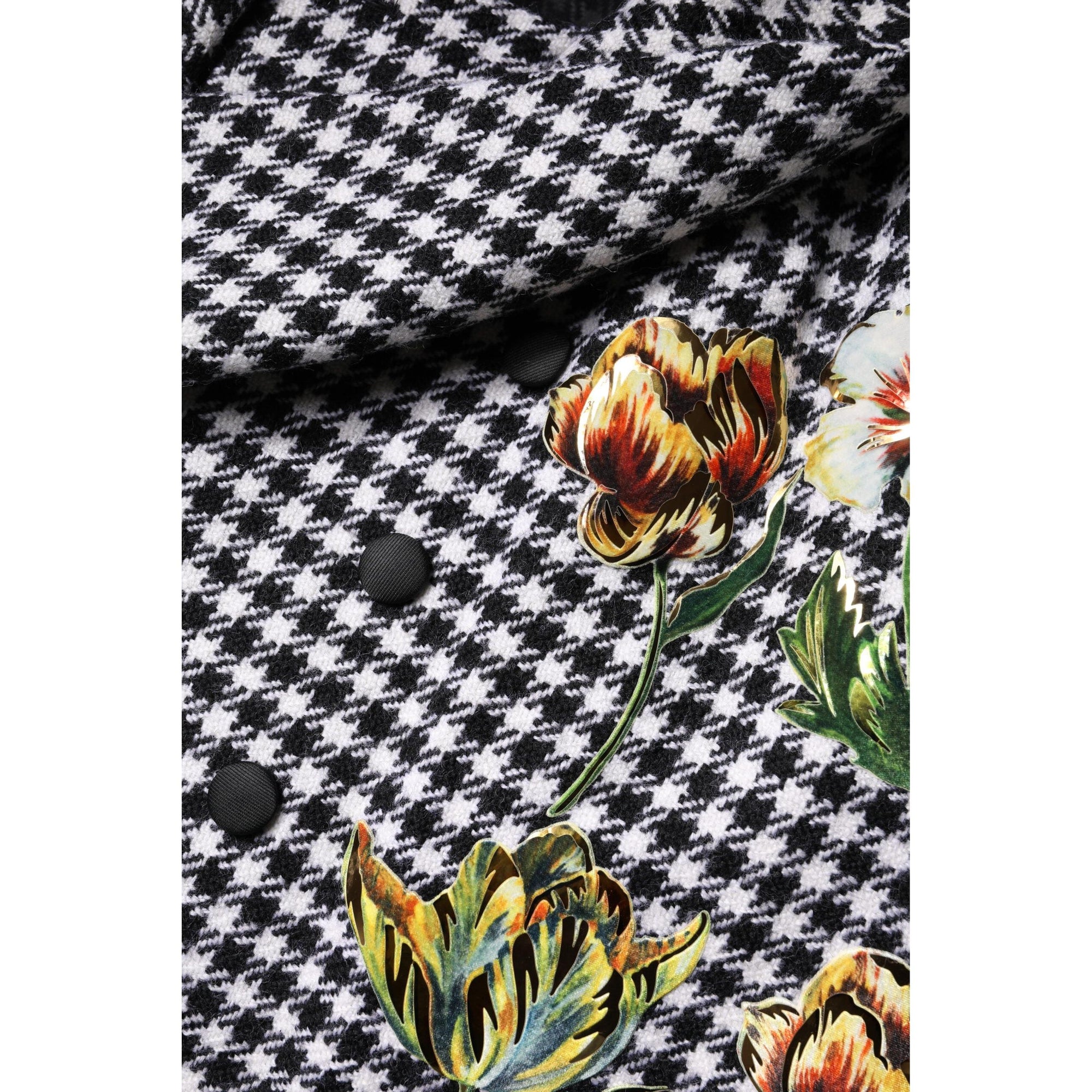 Dolce &amp; Gabbana Black White Monochrome Patterned Floral Cape Jacket
