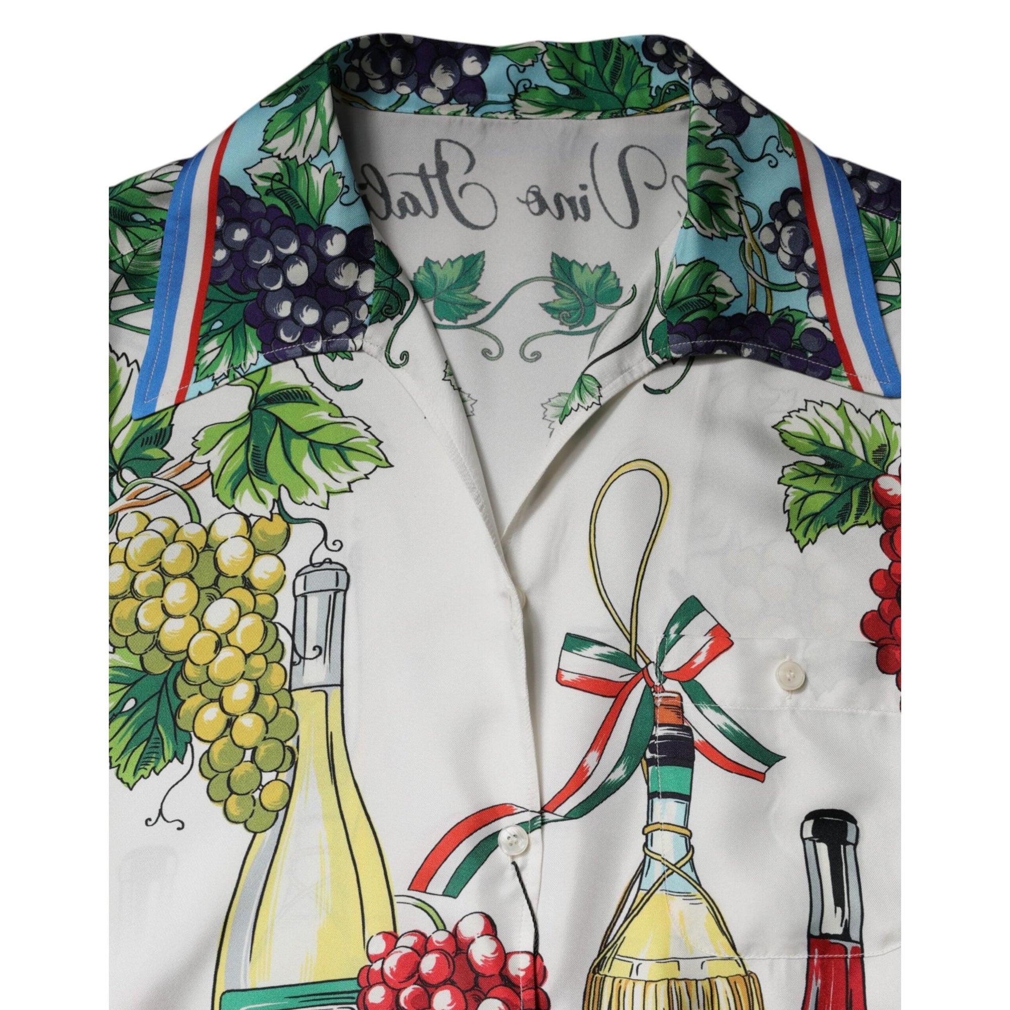 Dolce &amp; Gabbana Multicolor Short Sleeve Silk Food Shirt Top