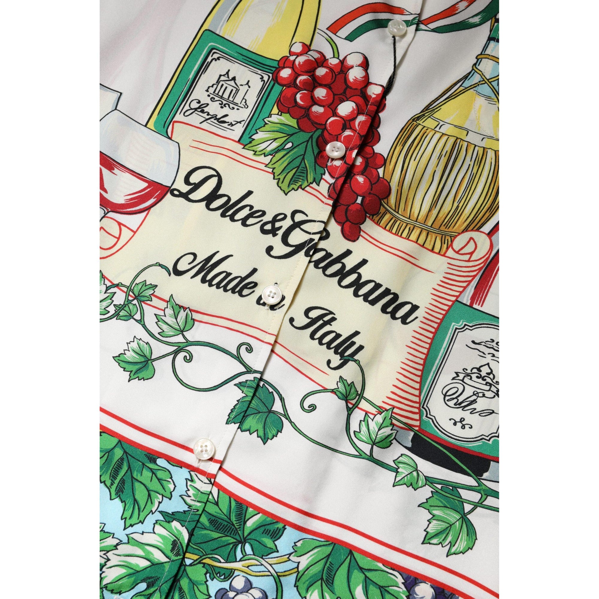 Dolce &amp; Gabbana Multicolor Short Sleeve Silk Food Shirt Top
