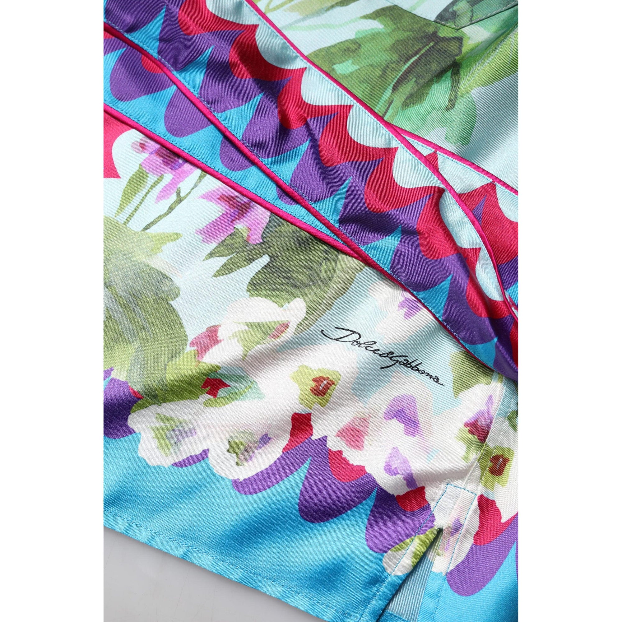 Dolce &amp; Gabbana Multicolor Floral Collared Short Sleeve Top