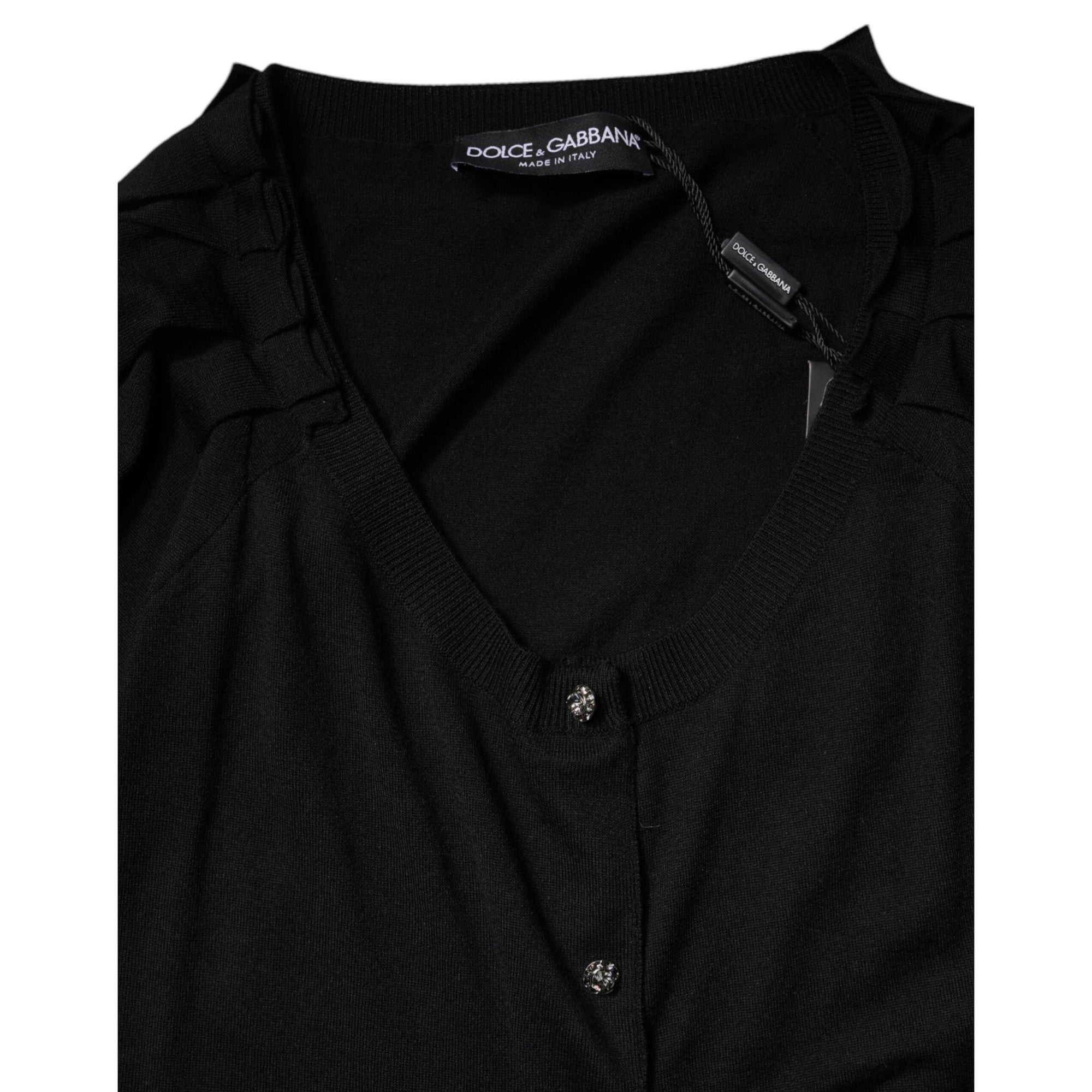 Dolce &amp; Gabbana Black Button Down Short Sleeve Blouse Top
