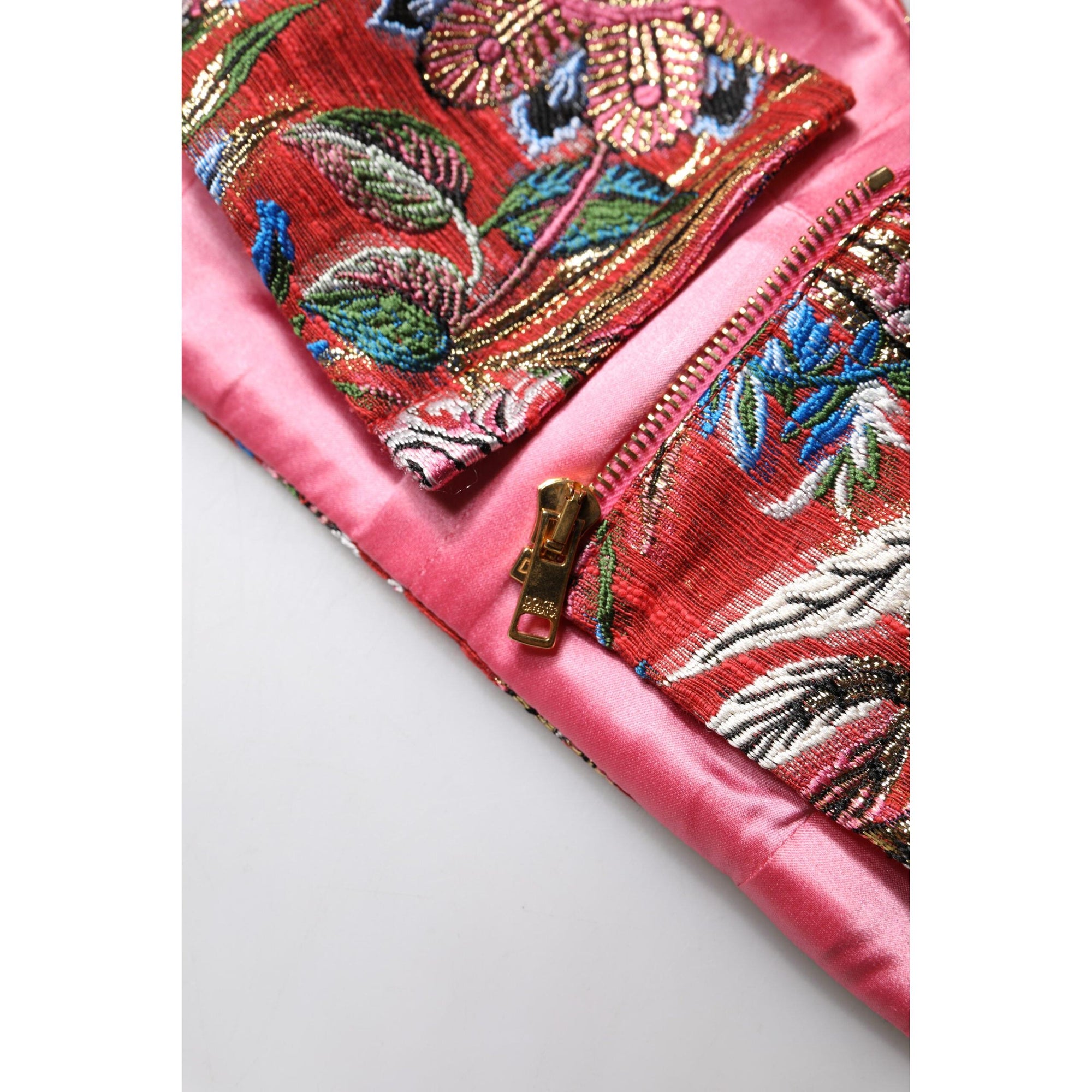 Dolce &amp; Gabbana Red Floral Brocade Cropped Bustier Corset Top