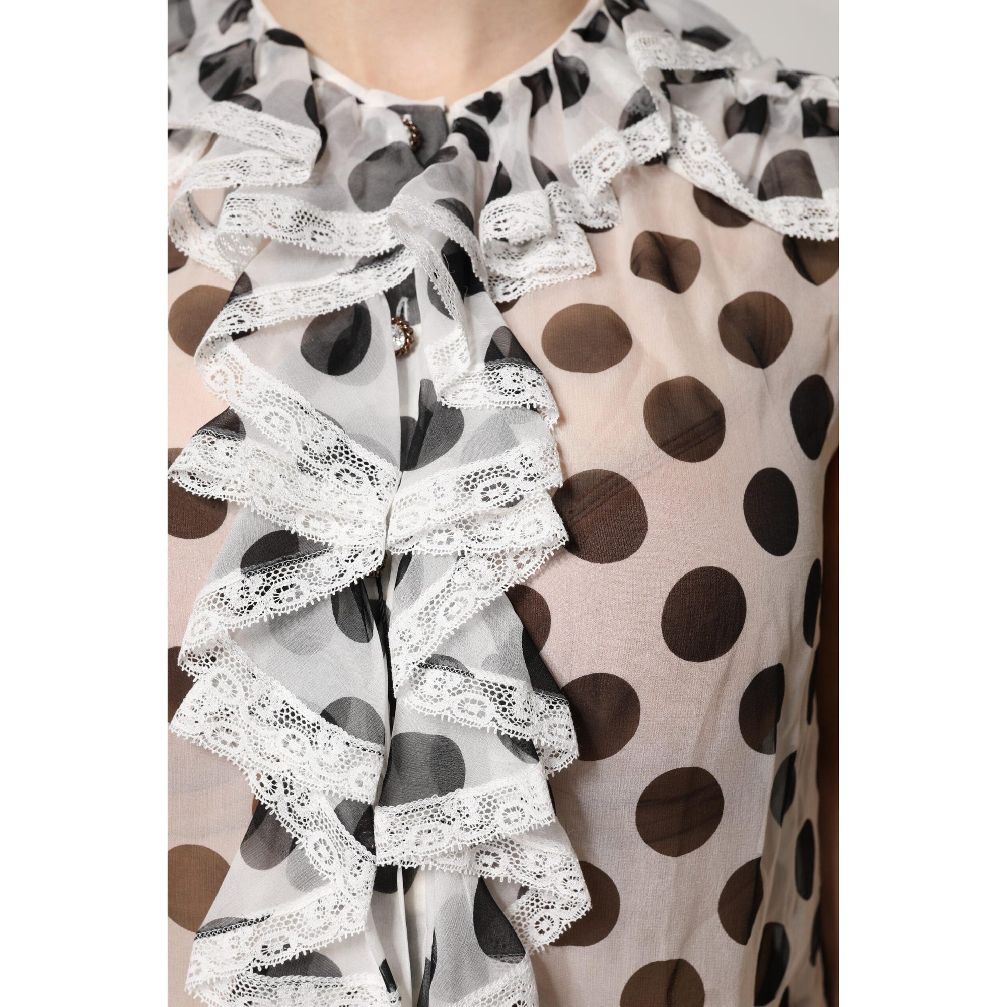Dolce &amp; Gabbana White Black Polka Dot Cotton Sleeveless Top