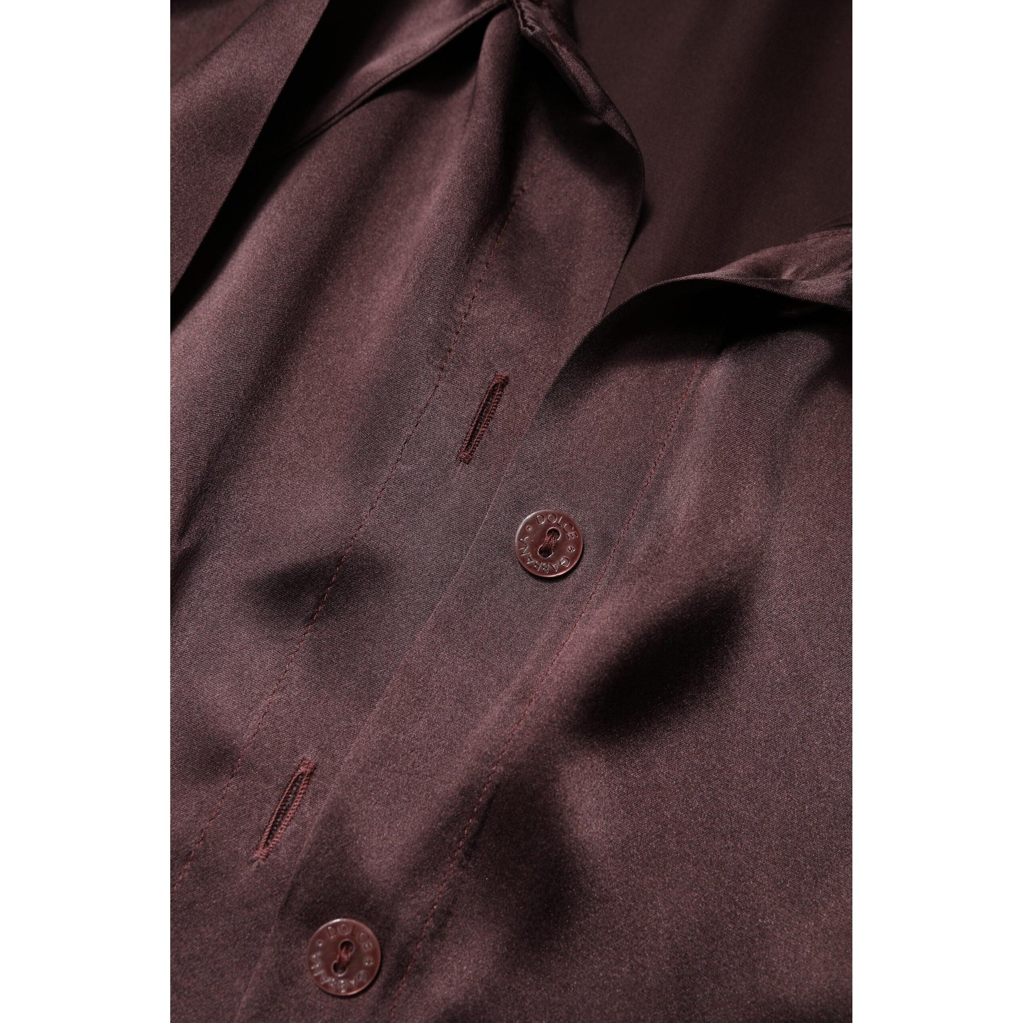 Dolce &amp; Gabbana Brown Ascot Collar Long Sleeve Blouse Top
