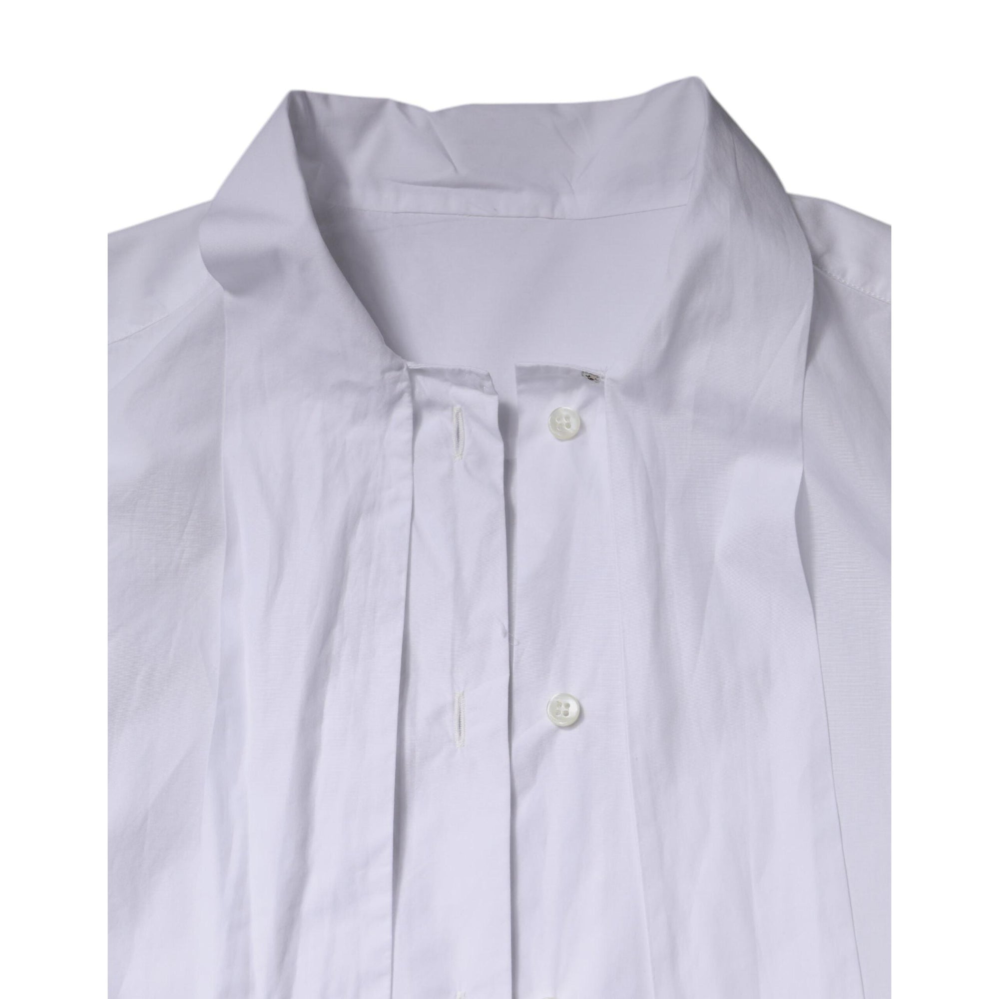 Dolce &amp; Gabbana White Ascot Collar Long Sleeve Blouse Top