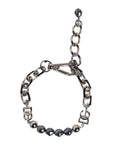 Dolce & Gabbana Silver Tone Chain Lobster Clasp Logo Gray Pearls Bracelet