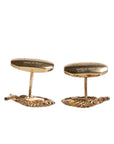 Dolce & Gabbana Gold 925 Sterling Silver Crystal Leaf Accessory Cufflink