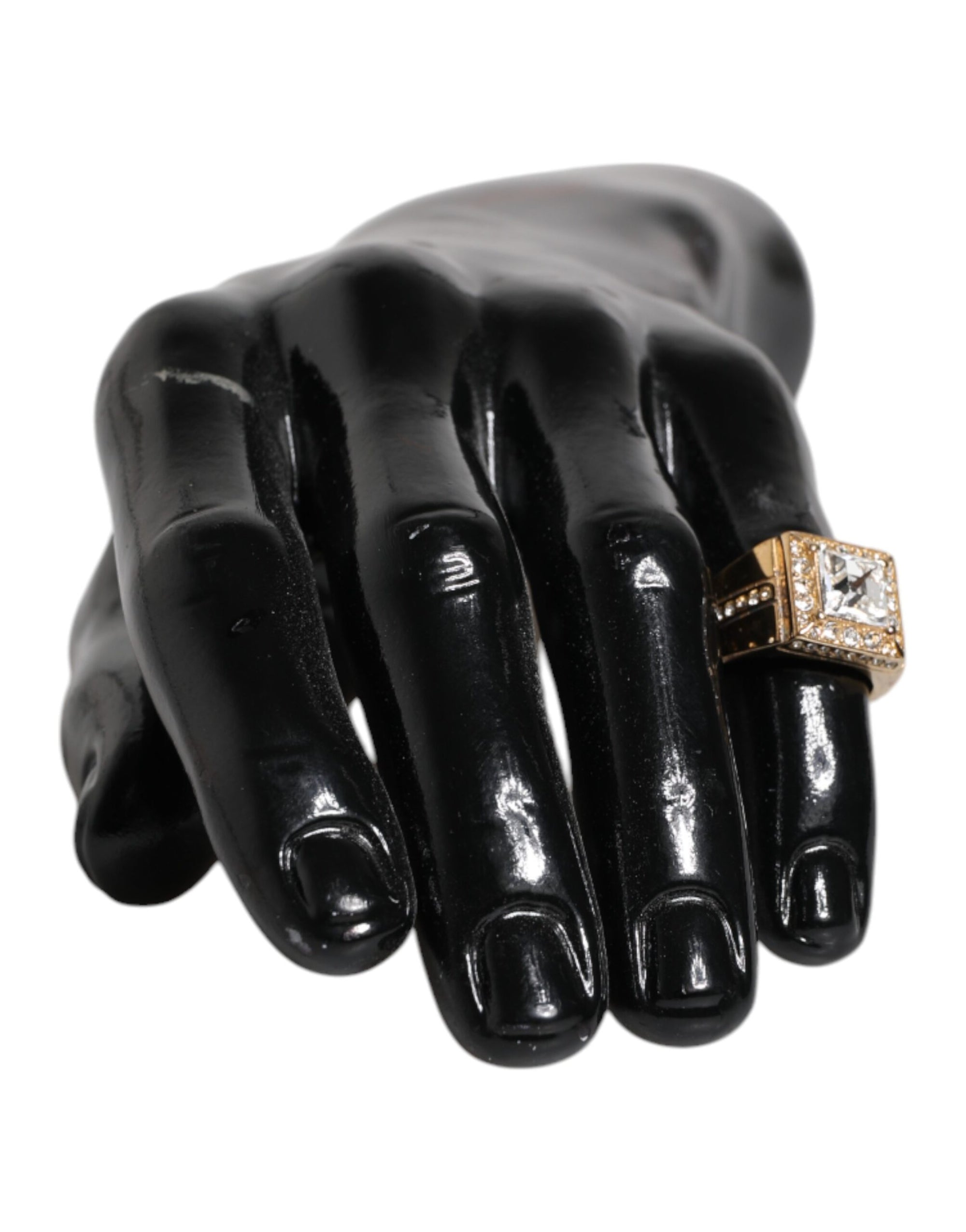 Dolce &amp; Gabbana Gold Tone Sterling Silver 925 Crystals Ring