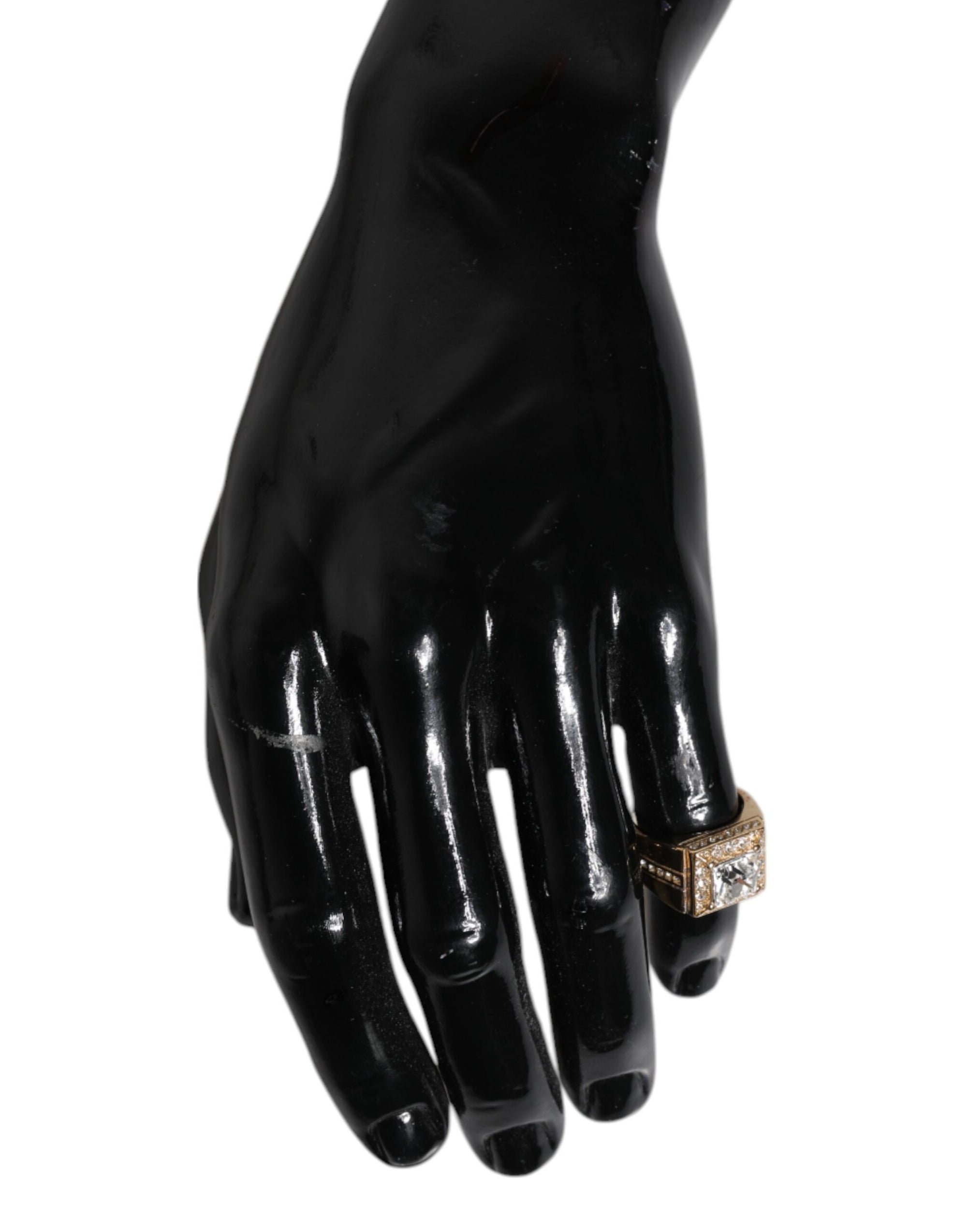 Dolce &amp; Gabbana Gold Tone Sterling Silver 925 Crystals Ring