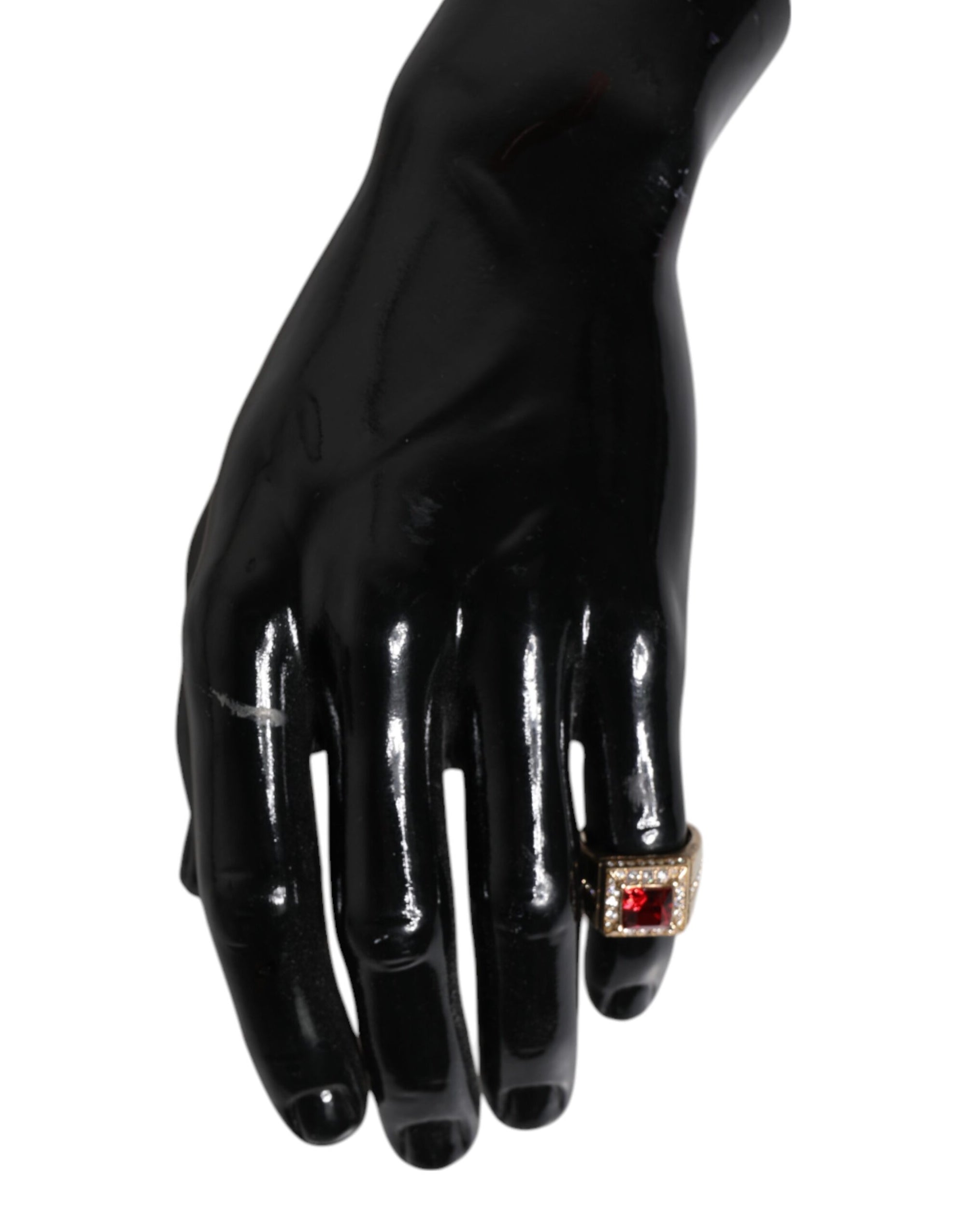 Dolce &amp; Gabbana Gold Tone Sterling Silver 925 Crystals Ring