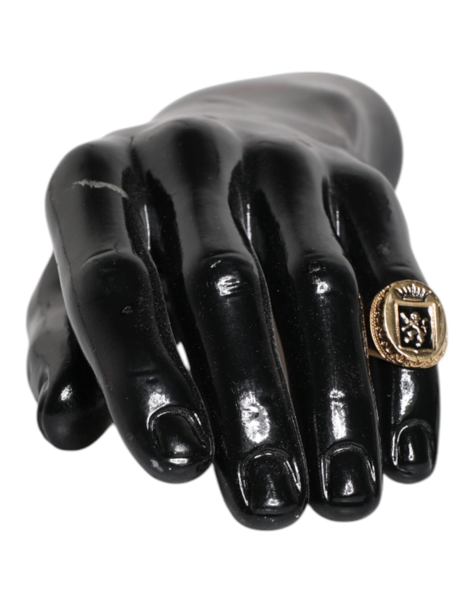 Dolce &amp; Gabbana Gold Tone Engraved Logo Two Color Jewelry Ring