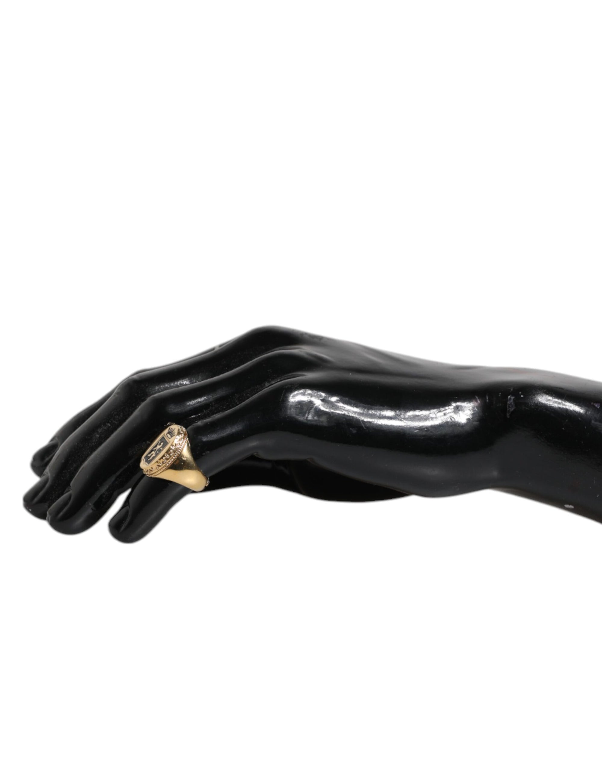 Dolce &amp; Gabbana Gold Tone Engraved Logo Two Color Jewelry Ring