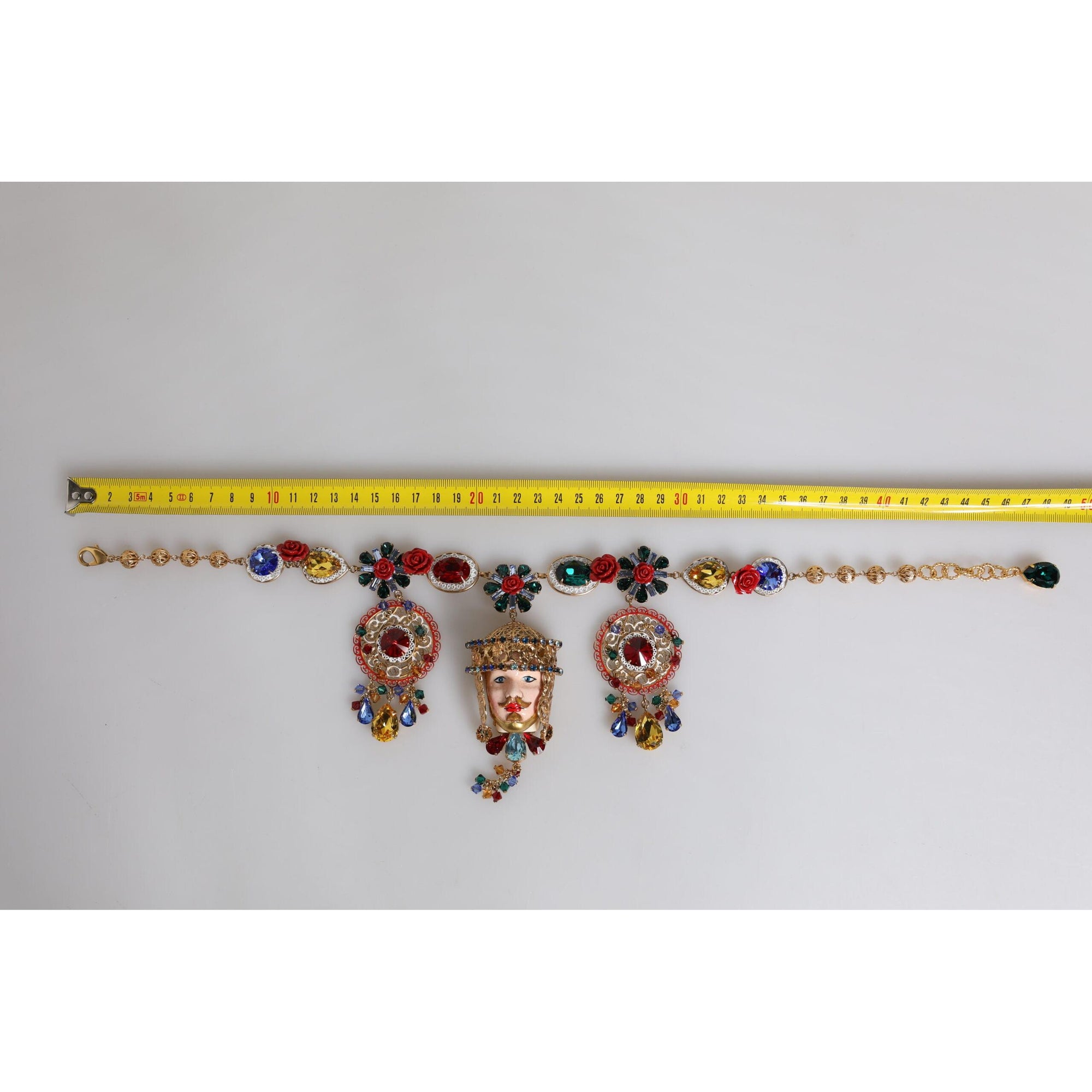 Dolce &amp; Gabbana Multicolor Whimsical Face Charm Pendant Beaded Necklace