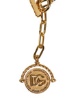 Dolce & Gabbana Gold Chain Brass Faux Pearl Charm Logo Pendant Necklace
