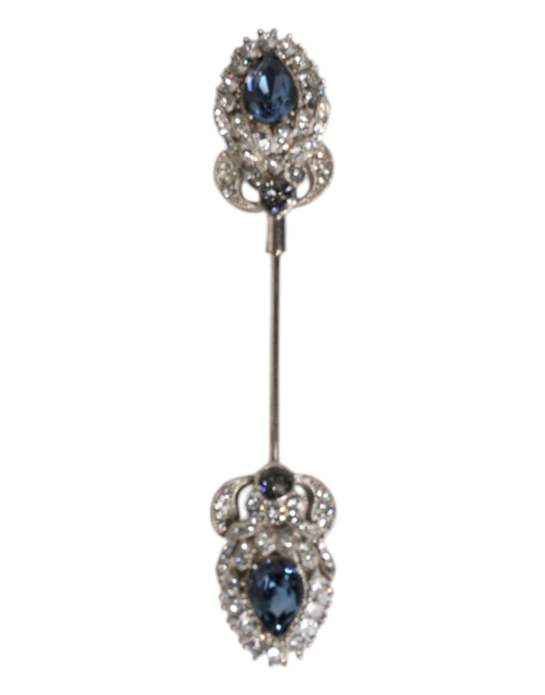 Dolce & Gabbana 925 Sterling Silver Crystals Collar Brooch Accessory Pin