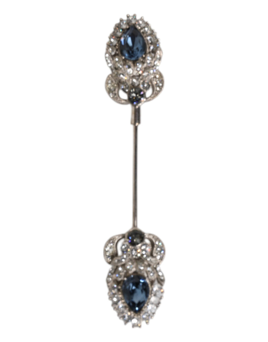 Dolce & Gabbana 925 Sterling Silver Crystals Collar Brooch Accessory Pin