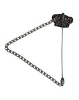 Dolce & Gabbana Silver Tone Brass Crown Chain Women Brooch Lapel Pin